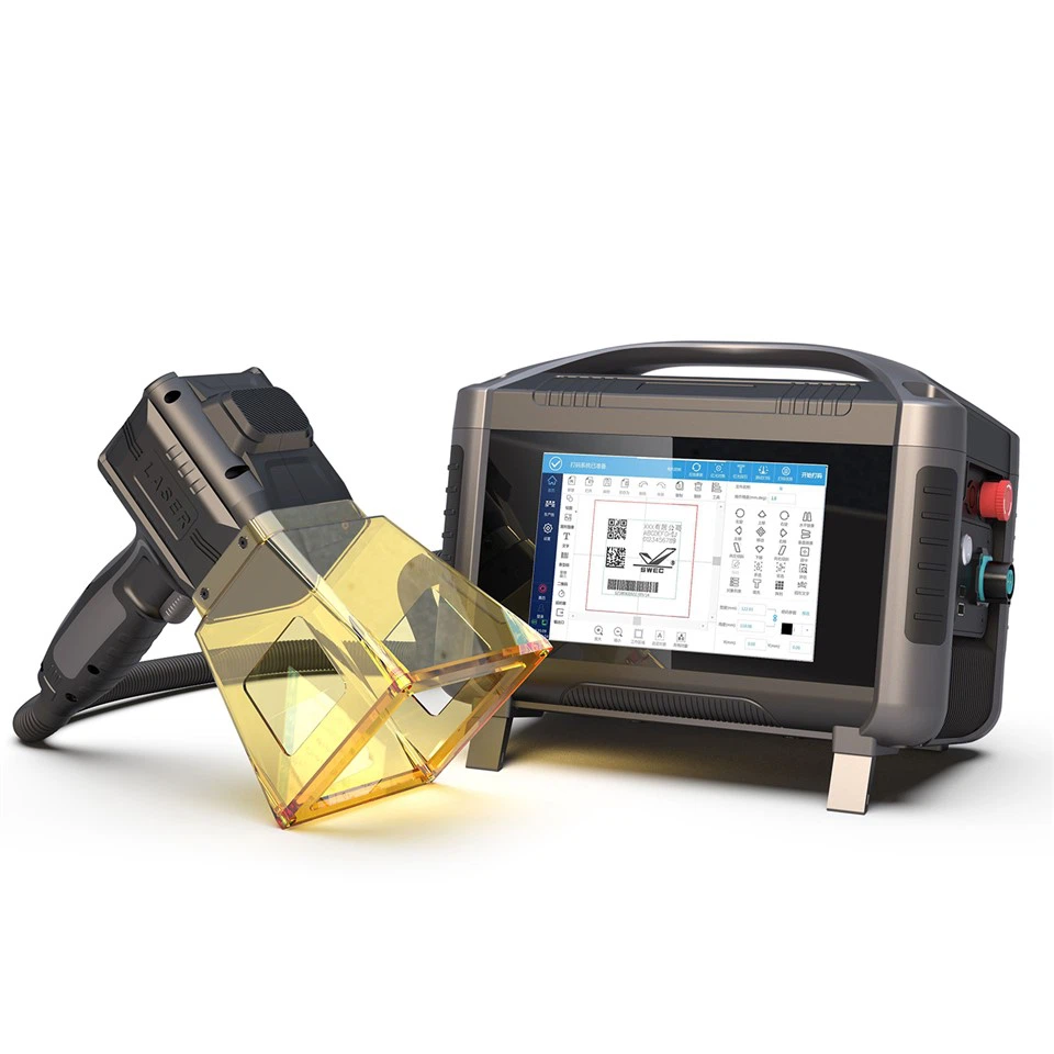 Ръчна 50 вата лазерна машина за маркиране за лого на гравиране от неръждаема стомана